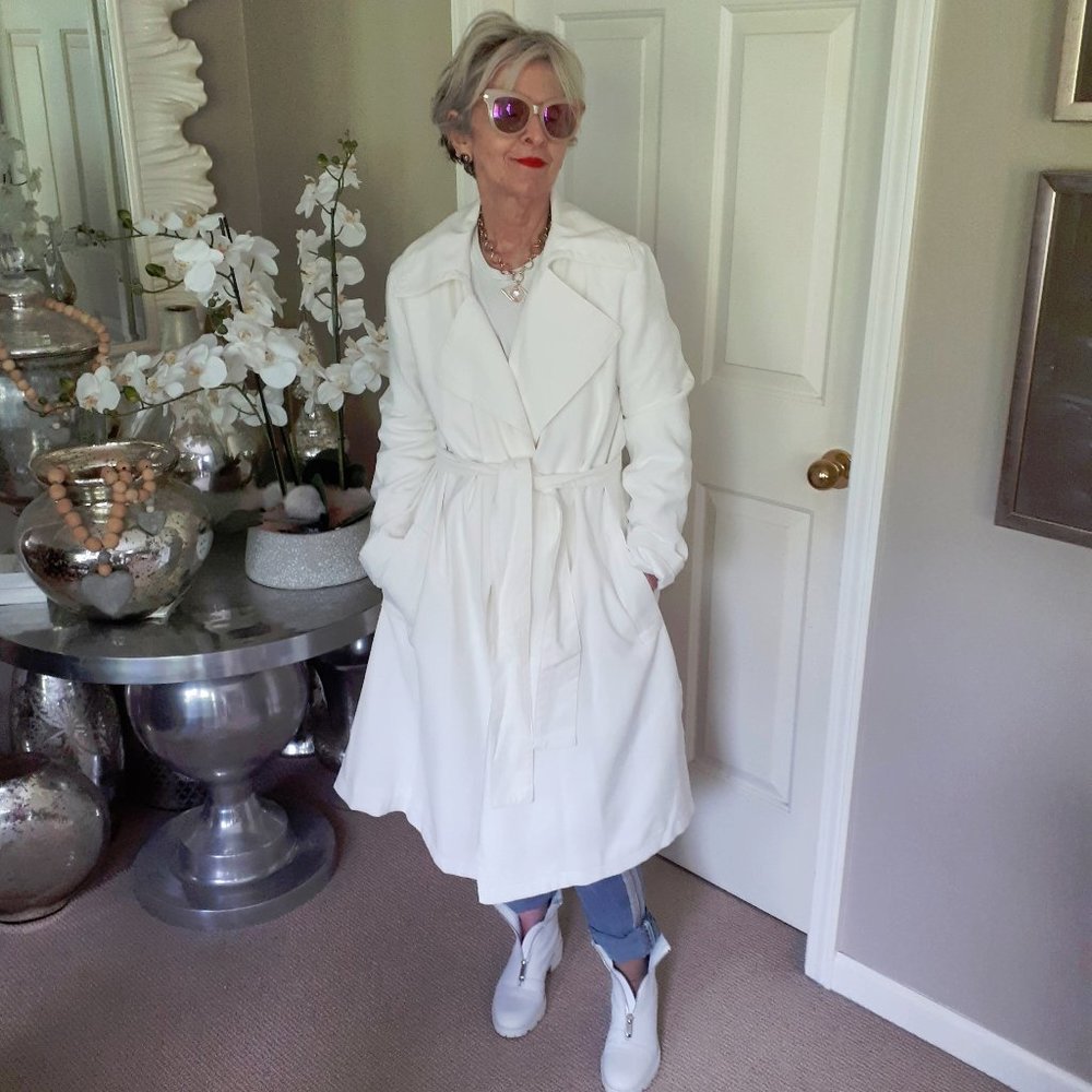 *S* NWT Club Monaco winter white trench coat jacket, M - Picture 2 of 4